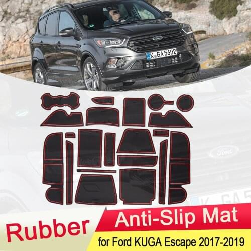 For Ford KUGA Escape MK2 Facelift C520 2017 2018 2019 Rubber Anti-slip Mat Door Groove Cup Pad Gate Cushion Coaster Accessories