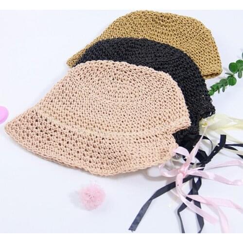 Fashion Womens Summer Hat Weave Lace Adult Kid Sun Protection Caps Summer Hat Beach Hat Sun Hats Straw Hat Parent-child Hat