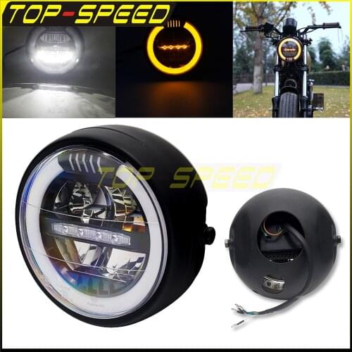 7" 12V-24V Headlight LED High Low Beam DRL Headlamp Round High/Low Motorcycle For Bobber Chopper Harley Street Tracker