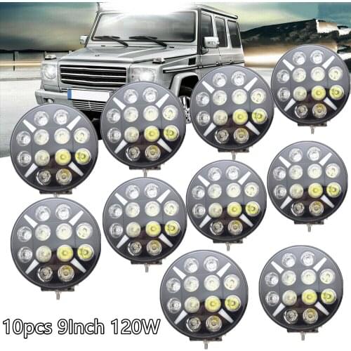 9Inch 120W offroad Led Work Light Bar High Power Wholesale Car Accessories White DRL Car Tractor Truck 4x4 SUV ATV Fog Lamp10pcs