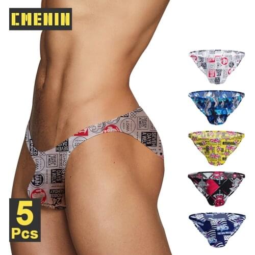 CMENIN 5Pcs New Nylon Gay Sexy Mens Panties Briefs Men Underpants Soft Ropa Interior Hombre Jockstrap Underwear Man Homme AD7302
