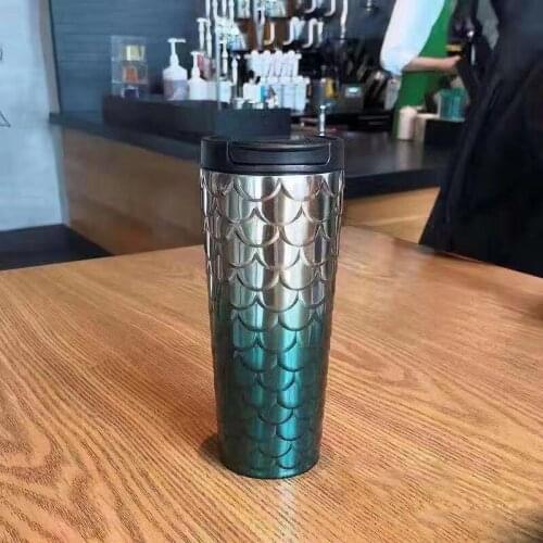 Star Papa Stainless Steel Fish Scale Vacuum Mug 304 Stainless Steel Water Cup Coffee Cup Fish Scale Shaped Car Cup Handy