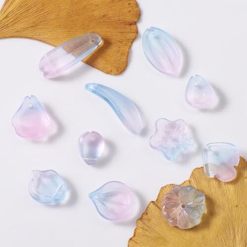 High Quality Crystal Beads 10Pcs/Lot Mix Size Color Stained Glass Petals Beads Pendant For Jewelry Making Necklace DIY Findings