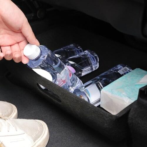 Under Seat Storage Box For Tesla Model Y Multifunctional Car Seat Organizer Felt Cloth Drawer for Car Storage Box Auto Organizer