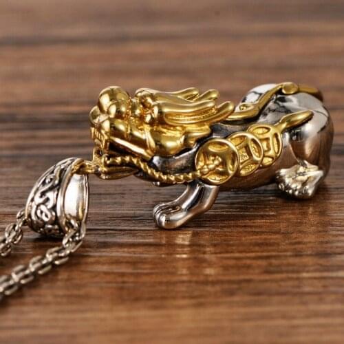 925 Sterling Silver Pendant Luck Bless Pixiu Pendant 12.5g42x16mm Gift For Women / Men Fine Silver Jewelry