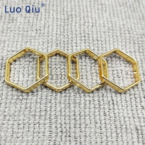 Gold Hexagon Metal Belt buckle Sliders Adjuster Buckle For Shoe Bag Belt Decoration DIY Accessory Sewing 30 pcs/lot
