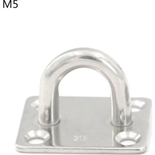 1pcs Pad Eye Plate with Enclosed Hook 316 Stainless Steel Staple Ring Hook U-Shaped Hardware for Boat Swing F19A
