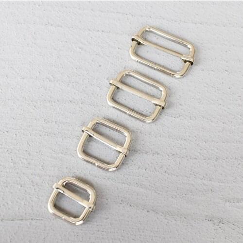 100 Pcs 15/20/25/30mm Silver Metal Slider Adjustment Buckle Slides Tri-glides Roller Handbag Strap Slider Adjuster Belt