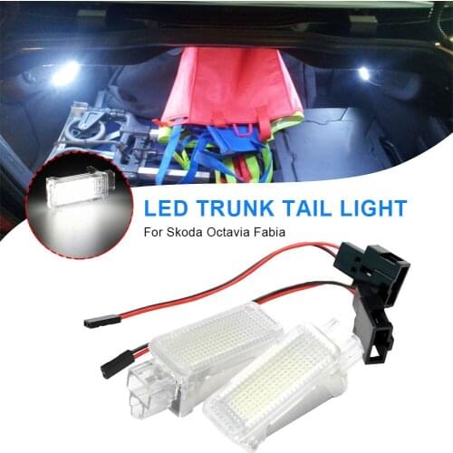 2Pcs LED Trunk Boot Lights Lamp Waterproof Dust-proof Interior Dome Light For Skoda Octavia Fabia Superb Roomster Kodiaq Yeti