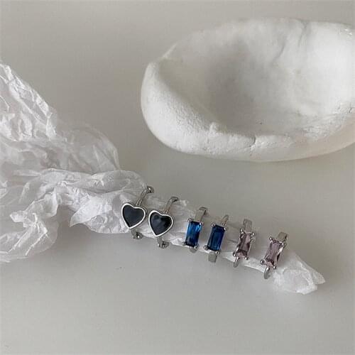 2021 Korean Fashion Luxury Love-heart Inlaid Colorful Zircon Earrings Simple Personality All-match party Jewelry For Women Girls