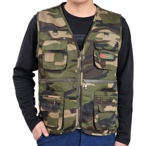 2021 Vest Men Outerwear Military Camouflage Waistcoat Multi-pocket Short Style Durable Colete Asian Size