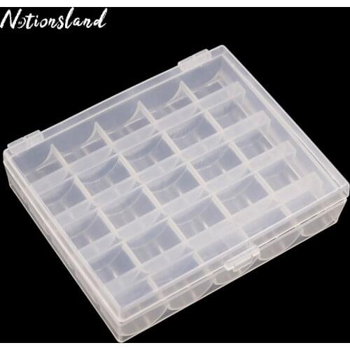 25Pcs Slots Transparent Empty Bobbin Box Sewing Machine Spools Storage Box Home Sewing Accessories Tools