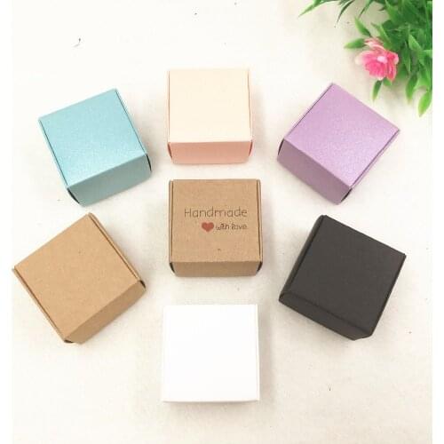 30 pcs mini 4x4x2.5cm Kraft paper gift box for wedding birthday Christmas party,cookie/candy jewelry box soap boxes