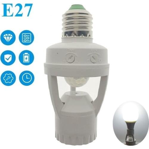 360° PIR Induction Motion Sensor IR Human Infrared Detector E27 Socket Switch Base Led Bulb Light Sensor Lamp Holder AC100-240V