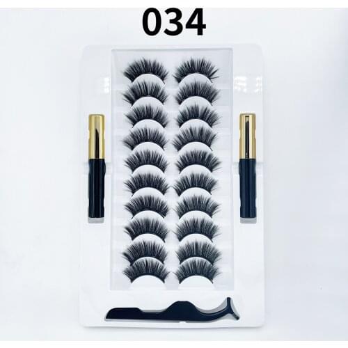 3D10 pair of magnetic false eyelashes long lasting soft handmade magnetic mascara eyeliner natural thick eyelashes set