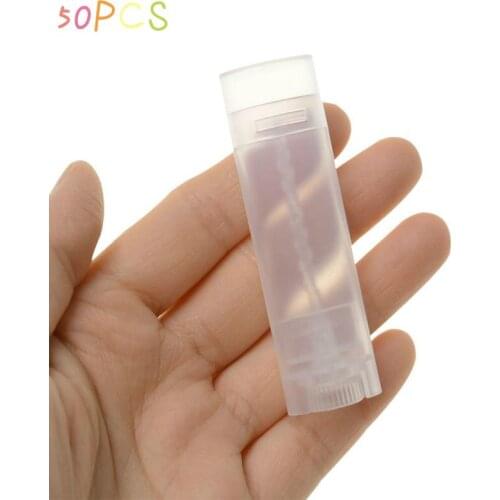 50pcs 5g Plastic Lipstick Tube Lip Balm Vials Empty Cosmetic Containers Solid Glue Stick Transparent Travel Sample Bottles