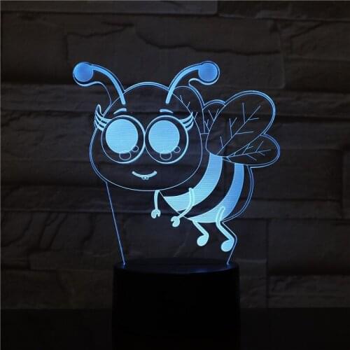 Bee 7/16 Colors Chang 3D LED Night Light Sleep Bedroom Decor Lamp Love Valentines Gift 3D-2043 Dropshipping