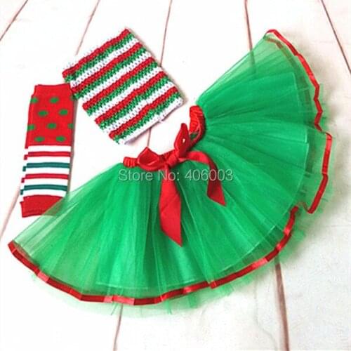 Free shipping 3pcs baby girls clothing crochet top+tutu skirt+leg warmers baby christmas party kids dance costumes outfits