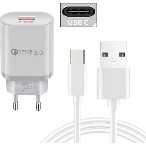 18W 9V 3A Fast Charger USB Plug adapter Type C Micro Charge Cable For Samsung galaxy Note 20 10 9 8 4 S20 Ultra S9 S7 A7 A51 M31