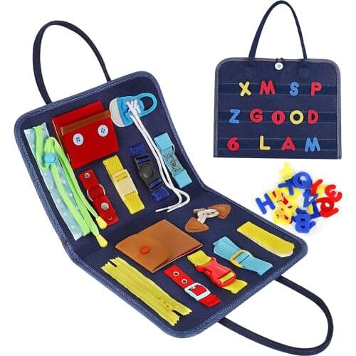 Kids Montessori Toy Busy Board Early Educational Toys Fine Motor Training Self-Care Ability Toddlers Sensory Board Toy