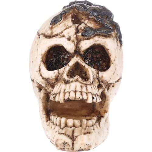 Resin Craft White Skull Head Carving Statue Halloween Party Decoration Skull Sculpture Ornaments Home Decoration Accessories