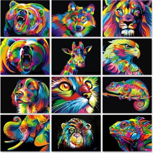 ZOOYA 5D DIY Diamond Painting Colorful Animals Diamond Embroidery Lion Cat Dog Full Drill Rhinestone Mosaic Art Home Decoration