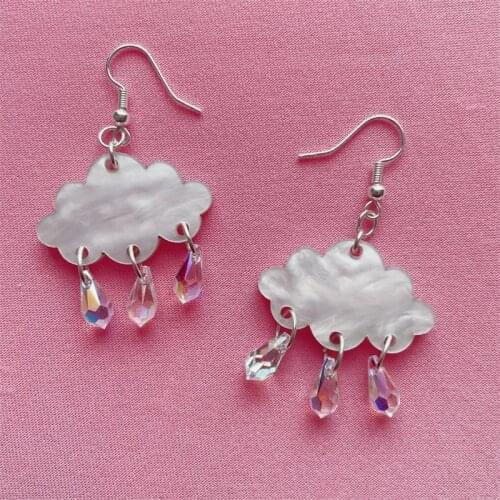 Crystal drop clouds. Handmade laser cut cloud with crystals rain drops
