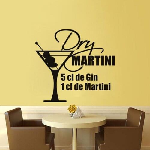 KUCADA martini wall sticker for home decoration removable black kitchen decal pvc wallpaper WP1534