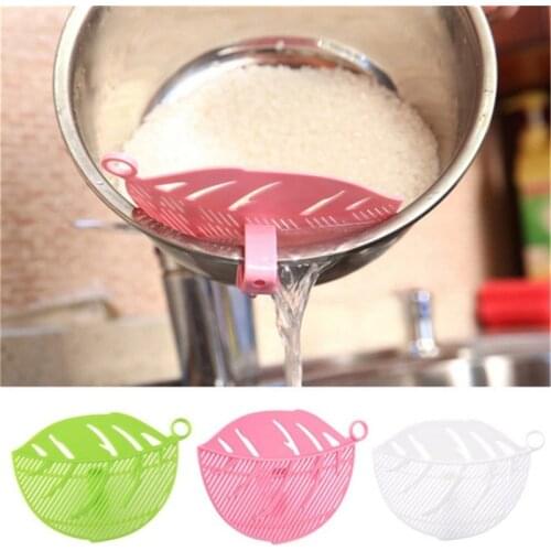Kitchen Tool Snap-on Leaf Shape Drain Board Retaining Rice Vegetable Noodle Plastic Filter Block Rice Cleaning Strainer Gadgets