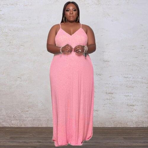 Summer Women Plus Size Maxi Dresses Spaghetti Strap Sleeveless Long Dress Vintage Backless Party Dress Wholesale Dropshipping