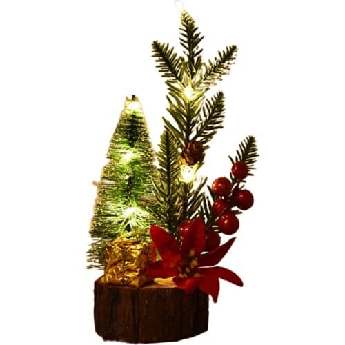 Mini Christmas Tree Artificial Luminescent Miniature Christmas Decorative for Home Kitchen Desktop Christmas Decor WWO66