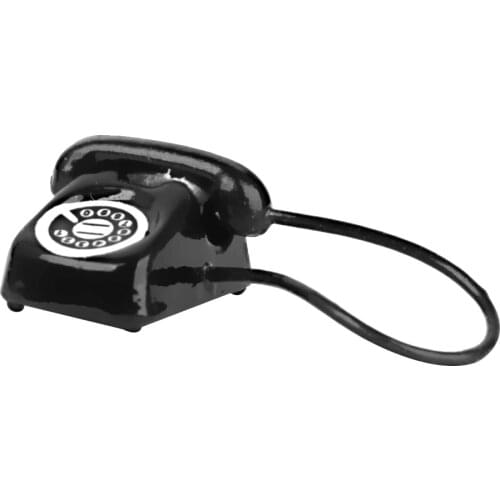 Miniature Telephone Dollhouse Living Room Decor Phone Vintage Black 1:12