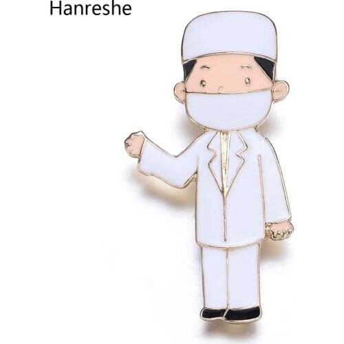 Fashion New Doctor Model Enamel Medical Brooch Pin Cartoon White Character Pins For Doctor Nurse Lapel Badge Jewelry