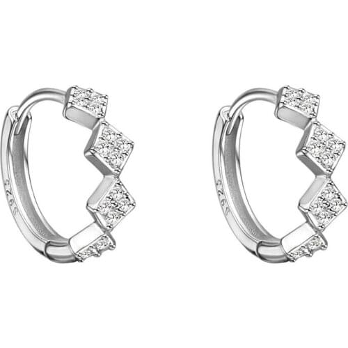 925 Sterling Silver Zircon Square Charm Stud Earrings For Women Girls Wedding Party Korean Fashion Jewelry Pendientes eh1152