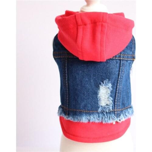 New Spring Summer Autumn Xs Dog Clothes For Small Dogs Boy Girls Teddy Red Jean Jacket Vest Hoodie Puppy Outfit Pet Clothing