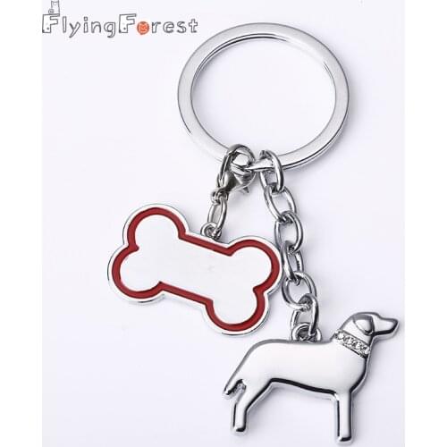 New Arrival Cute Golden Retriever Keychains Animal And Bone Pendant Key Chain Dog Fashion Key Rings Holder DIY Metal Keychain
