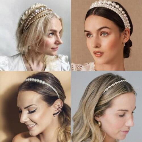 18 Styles White Simulation Pearl Hairbands for Women Elegant Hair Hoop Headband Wedding Ornaments Styling Tools Hair Accessories