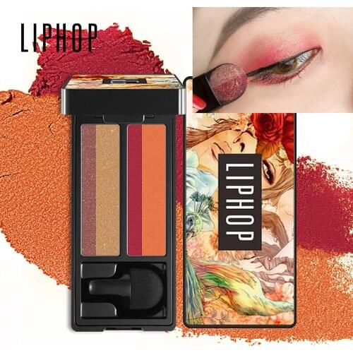 Liphop Gradient EyeShadow palette 4 color laziness eyeshadow waterproof long lasting shimmer matte eyeshadow warm color BN088