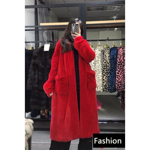 Faux Mink Fur Coat Women Parka Thick Winter Warm Outwear 2020 New Fashion Plush Jacket Hooded Long Overcoat Female Plus Size 5XL