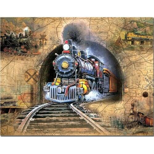 Retro train 5d diy diamond painting full square/round resin drill picture of Rhinestones Mosaic wall art nederlands