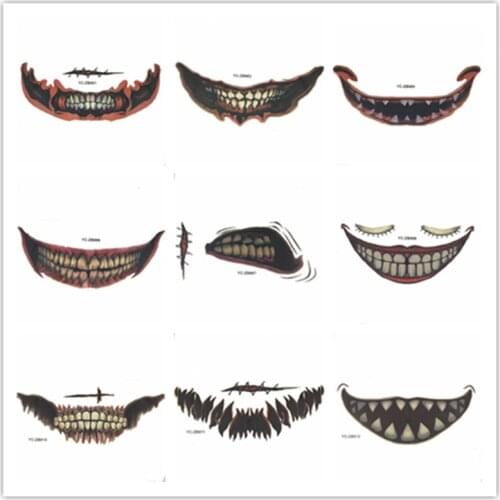 Christmas Mouth Tattoo Sticker Horror Lip DIY Decoration