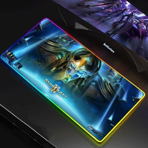 Starcraft RGB LED Pc Gamer Accessories Deskmat 80x30CM Computer Gaming Mouse Mat XXL Mouse Pad Mice Keyboards Peripherals Office