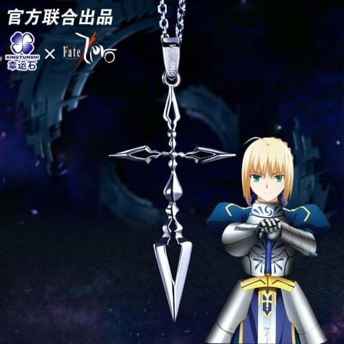 Fate Zero Saber Pendant Silver 925 Sterling Cross Jewelry Necklace Anime Role Emiya Kiritsugu Figure Model