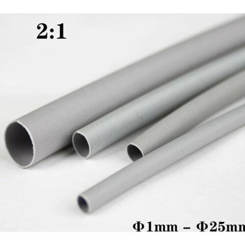 1Meter Grey Soft 2:1 Heat Shrink Tube Wire Cable Insulation Tubing USB Protector Wrap Dia1 2 3 4 5 6 8 9 10 11 12 14 16 25 mm