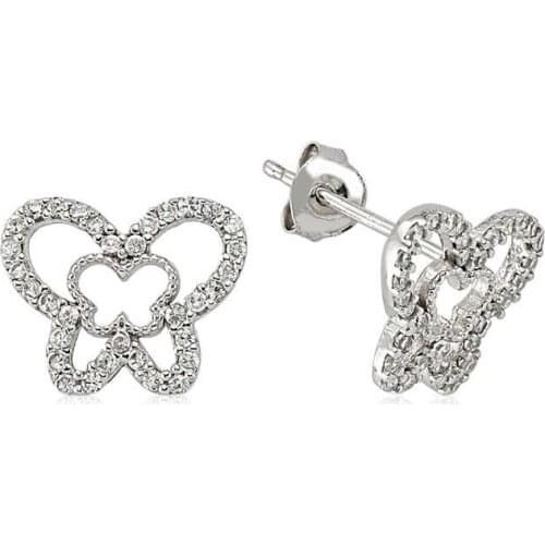 Tevuli 925 Sterling Silver Studded Butterfly Earrings