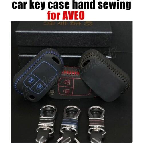 Only Red case fit for CHEVROLET SAIL 3 AVEO car key case cover car styling genuine quality leather car key cloth Hand sewing
