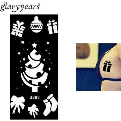 1 Piece Henna Tattoo Stencil Gift Box Socks Christmas Tree Airbrush Painting Shoulder Chest Art Tattoo Stencil Sexy Product S285