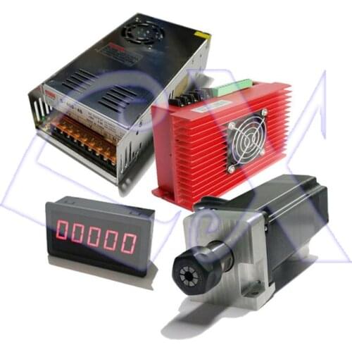 High precision large torque drilling power head motor kit ER20 600W 1.3NM 3000rpm Spindle motor + Driver + Tachometer + power