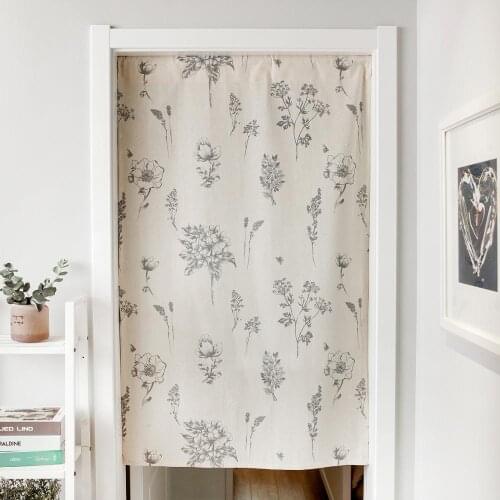 Sketch Flower Printing Curtain, Modern Simple Hanging Curtain, Fabric Art, Fengshui Curtain, Toilet Half Curtain Without Pole