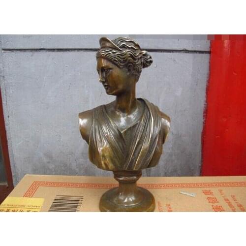 Western Bronze Copper carved wisdom goddess Athena Head Bust Statue gift arts crafts decoration
